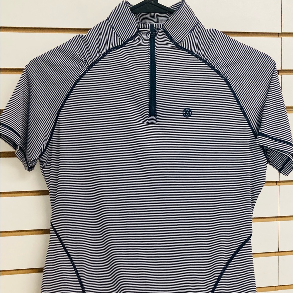 COPY - G/Fore Featherlight Quarter Zip Top- Navy with White Stripes